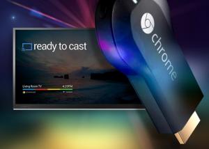 جهاز Google Chromecast مع جهاز التحكم عن بعد الخاص بتلفازك