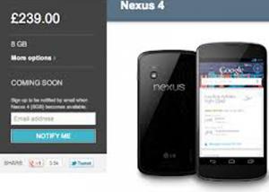 اقبال كبير على شراء نسخ هاتف Nexus 4 من جوجل واحدة في بريطانيا